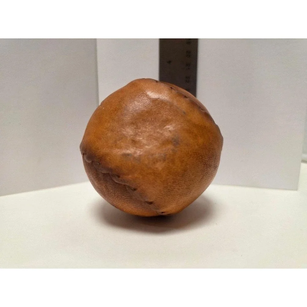 Vintage leather-wrapped mate gourd Argentina pencil‎ cup souvenir flower vase